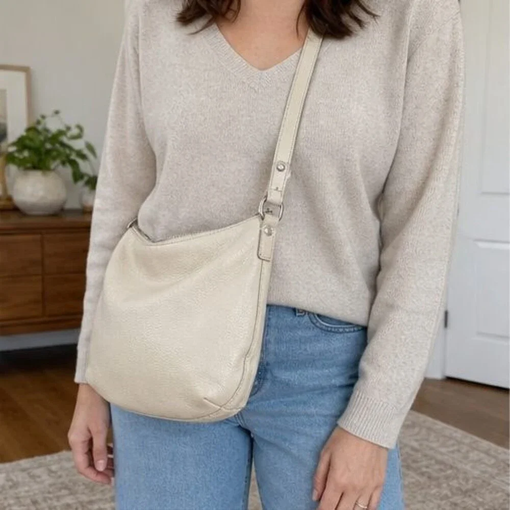 Cream Quilted Crossbody Bag